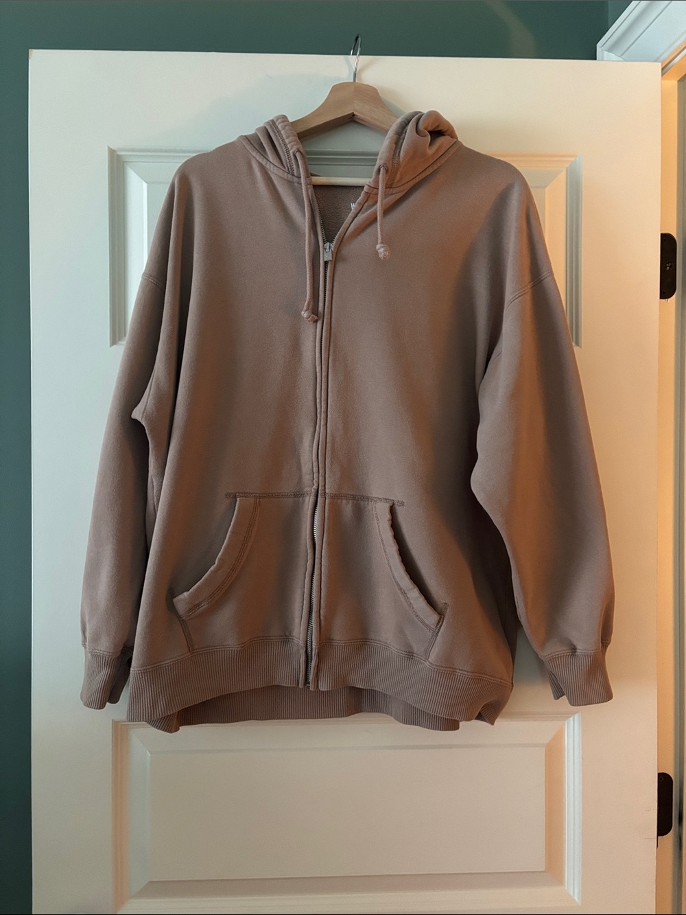 Hollister Zip-Up Hoodie Sweatshirt  in Tan - Brown